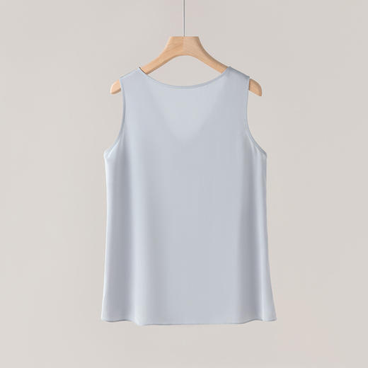 丁摩v领真丝背心女新款桑蚕丝宽松无袖通勤吊带纯色内搭打底上衣AL1000637 商品图1