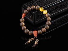 XY0120沉香蜜蜡南红葫芦佛塔手串