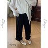 2025新品  佳佳同款【瘦瘦荷叶裤】松紧腰显瘦黑色直筒西装裤气质时尚休闲百搭简约 商品缩略图0