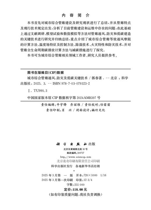 城市综合管廊通风、防灾及低碳关键技术 商品图2