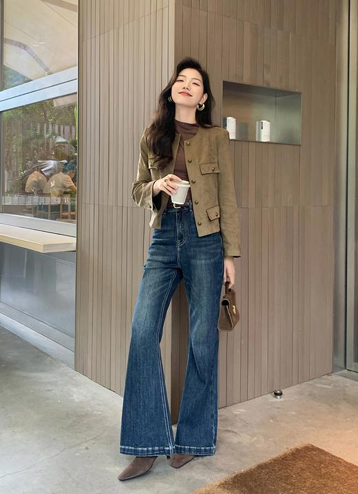 美洋同款济州岛水洗复古魔鬼大长腿微喇牛仔裤 商品图5