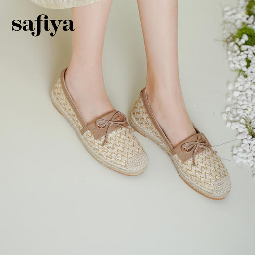 预售|Safiya/索菲娅2025春时尚蝴蝶结轻便休闲编织渔夫鞋 SFD1111066 商品图8