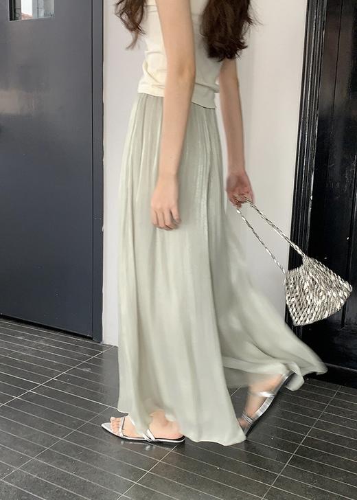 【波光粼粼又凉又垂 是裙子也是裤子 太爱这条纱裤裙了！】春夏新款高腰慵懒风 杨柳皱冰丝光裙裤 商品图1