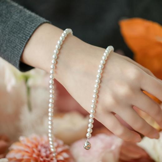 阮仕珍珠 银河系列S925银日本akoya珍珠项链 5.5-6mm 圆  微瑕 强光（预售3天） 商品图2