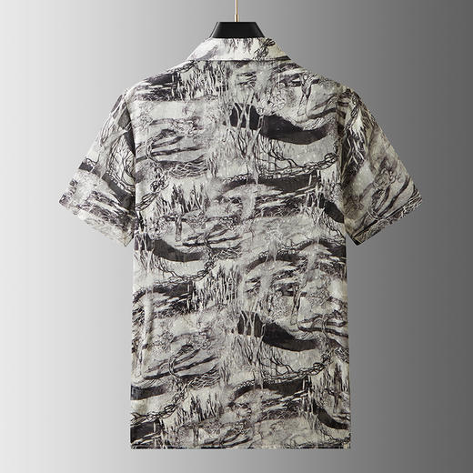 【戗驳领】【DDA】大依优型大码花衬衫短袖衬衫翻领衬衣商务休闲透气半袖夏季上衣男士 商品图1