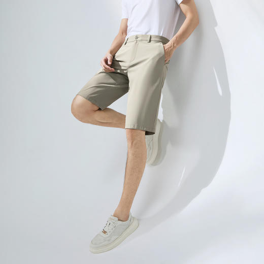 【高弹细条短裤】柒牌男式休闲短裤夏季新款商务通勤细条纹直筒裤128H73070 商品图1