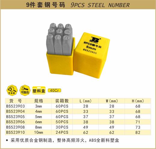 波斯 9件套钢号码10mm BS523910 商品图0