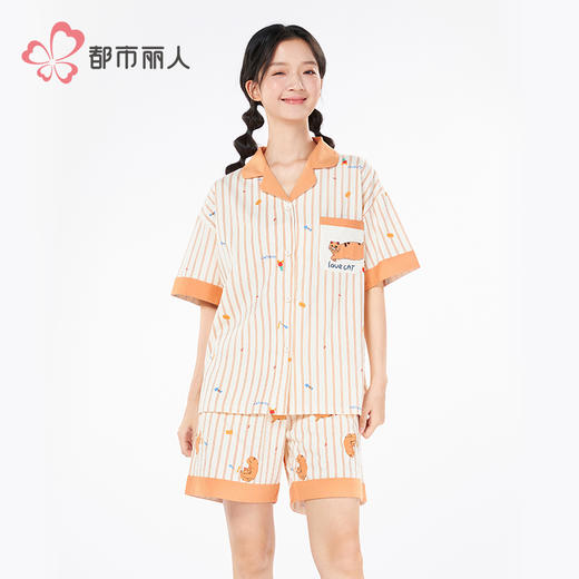 都市丽人舒适外出女士棉质短袖套装薄32支纯棉单面短袖类LHH1D9 商品图1