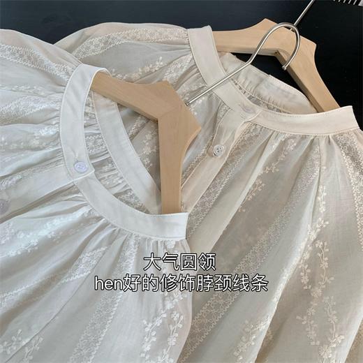 法式温柔刺绣小灯笼袖纯棉衬衫 商品图13