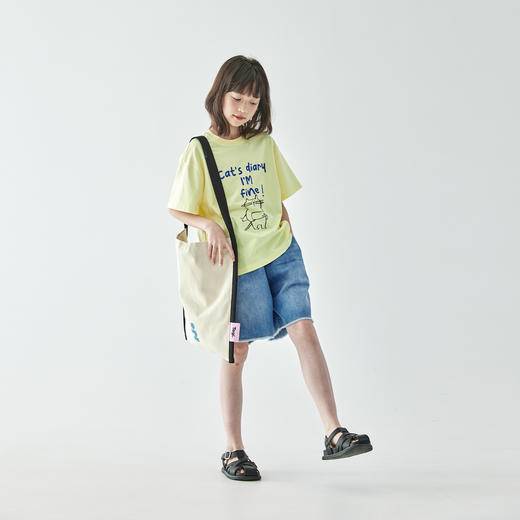 棵初25年夏季新款童装小猫日记趣味印花短袖T恤元气活泼女童上衣 商品图4