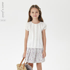 马克珍妮女童甜美泡泡袖衬衫 儿童纯棉小衫2025年夏装新品550876