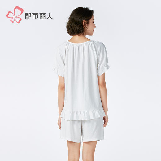 都市丽人生活家居女士正价棉质短袖套装薄针织提花短袖类LHH2J2 商品图3