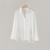 丁摩设计感长袖真丝衬衫女新品拼接防晒衬衣通勤桑蚕丝方领上衣AL1000606 商品缩略图6