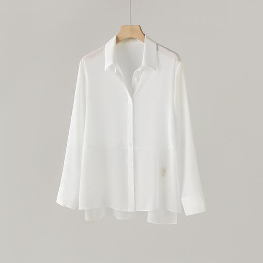 丁摩设计感长袖真丝衬衫女新品拼接防晒衬衣通勤桑蚕丝方领上衣AL1000606 商品图6