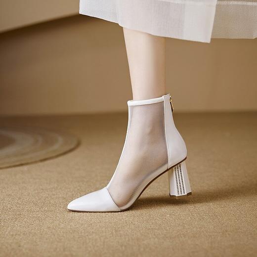 【预售5天】瘦瘦网纱短靴女春夏季新款镂空马丁靴粗跟洋气凉靴DS&818-6 商品图3