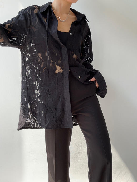 DONSEE10｜DS10SS2515-E 黑色蕾丝镂空衬衫 商品图1