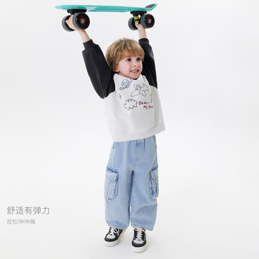 马克珍妮男童涂鸦撞色卫衣儿童宽松上衣2025年宝宝春装新款250032 商品图2