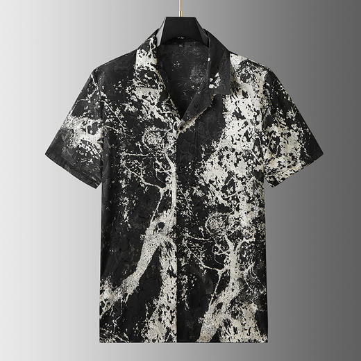 【戗驳领】【DDA】大依优型大码花衬衫短袖衬衫翻领衬衣商务休闲透气半袖夏季上衣男士 商品图2