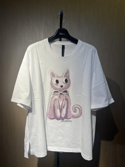 水淼2025夏新款纯棉柔软猫咪短袖T恤0239 商品图4