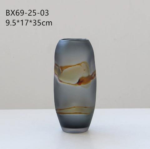 现代轻奢异形磨砂手工玻璃花瓶居家样板房酒店玄关台面装饰花瓶 商品图5