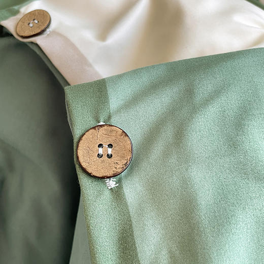 蓝若亭亲肤棉军绿大格纽扣款四件套 商品图7