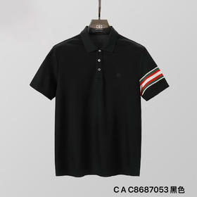 轻奢男士polo衫休闲百搭修身撞色条纹袖夏季新款男上衣  XLM-CAC8687053*