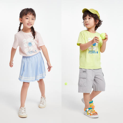 男女童圆领短袖针织衫夏季新款安奈儿童装EM521197 商品图3