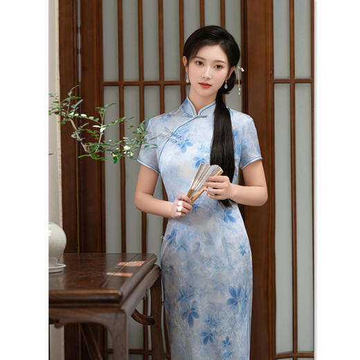 GX春夏季新款优雅素色旗袍中国风改良版复古中式少女款日常旗袍 商品图0