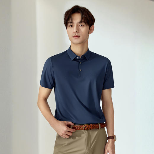 【无缝工艺/含桑蚕丝】柒牌男装短袖Polo衫夏季2025新品翻领上衣128T73150 商品图2