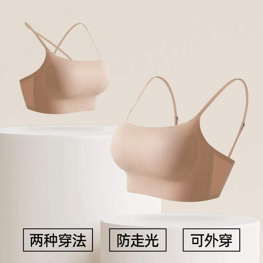 熳洁儿 细肩带抹胸防走光美背内衣无痕隐形一体固定杯25251517 商品图4