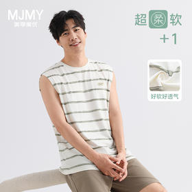 美季美优睡衣男士2025新款夏季棉莫条纹背心短裤家居服套装可外穿