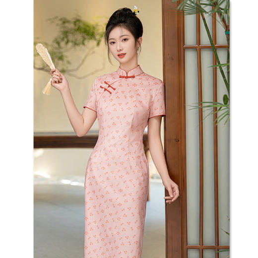 GX素雅中式年轻少女款人棉旗袍2025春夏新款复古国风日常学院风旗袍 商品图3