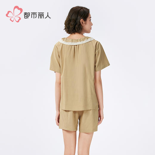都市丽人生活家居女士梭织棉短袖套装薄梭织RC竹节短袖类LHH2D9 商品图3