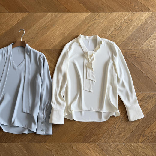 The*y同步 飘带V领纯色长袖衬衫【包邮+三天无理由退换】 商品图12