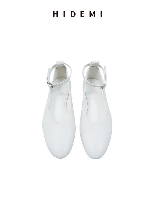 HIDEMI进口小羊皮极简设计感圆头可拆卸脚环平底鞋单鞋 商品图10