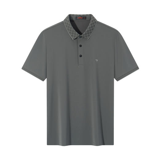 【领子提花】柒牌短袖POLO衫男夏季薄款弹力舒适字母提花翻领上衣128T71170 商品图4