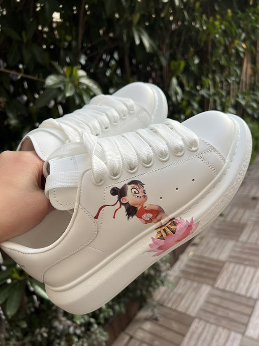 317-8 升级新版 哪吒印花 MCQ 增高厚底小白鞋 情侣款潮流系带厚底鞋 商品图11