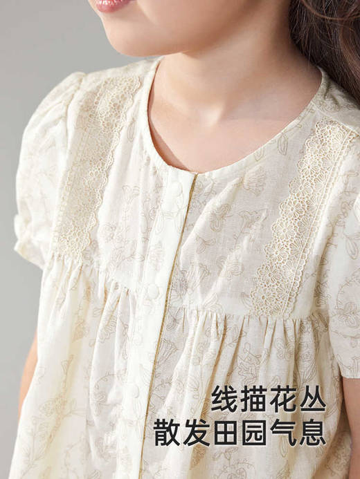 英氏儿童衬衫夏季透气短袖女童衬衫印花衬衣2025新款YRCCJ2R050A 商品图3