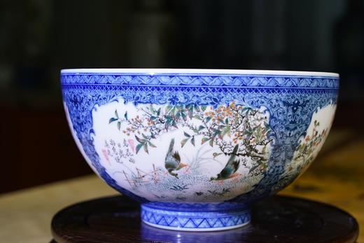 青花图案开窗花鸟罗汉碗 商品图1