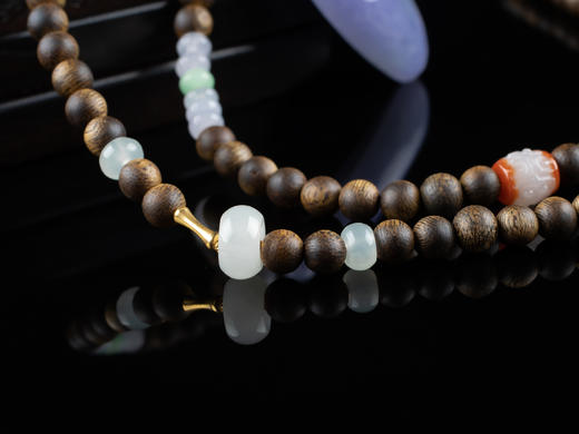 XY0155沉香+翡翠紫罗兰寿桃挂坠 商品图5