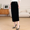 丁摩垂感真丝丝绒包臀裙女新款通勤优雅一步裙中长款显瘦半身裙AL7637 商品缩略图2