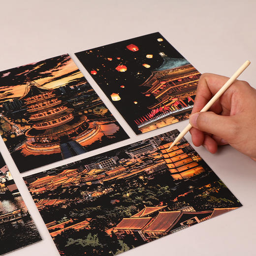 故宫夜景手工刮刮画国内经典地标建筑刮画学生创意玩具打卡刮刮画 商品图3