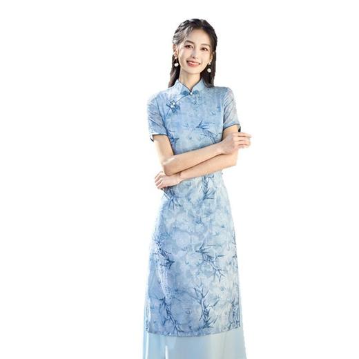 GX民族风长款剪花奥黛旗袍裙2025春夏新款复古改良中式年轻女士奥黛 商品图4