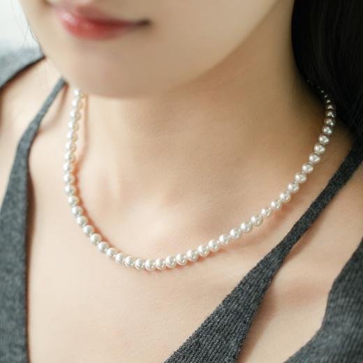 阮仕珍珠 银河系列S925银日本akoya珍珠项链 5.5-6mm 圆  微瑕 强光（预售3天） 商品图0