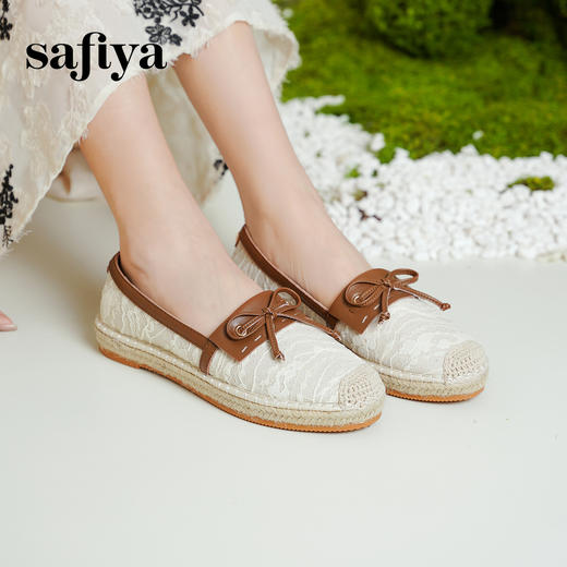 预售|Safiya/索菲娅2025春时尚蝴蝶结轻便休闲编织渔夫鞋 SFD1111066 商品图4