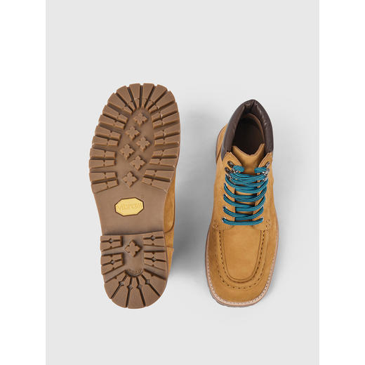 GXG男靴黑色马丁靴男复古牛皮手工皮靴工装靴子男士杏色 商品图3