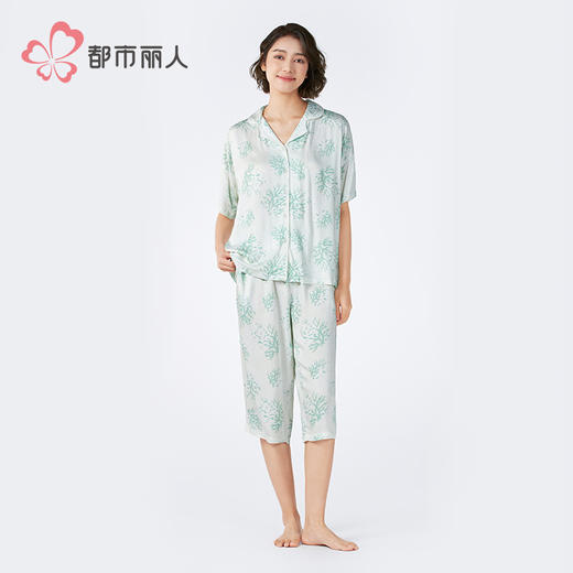 都市丽人好睡好眠女士梭织棉短袖套装薄人棉贡缎短袖类LHH1E2 商品图1