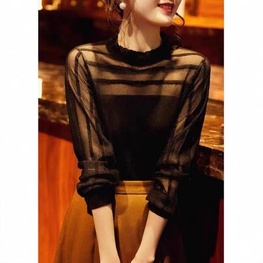 雀说柔软精致立领显瘦宽松休闲长袖针织衫新款内搭套头打底衫ALZ34115 商品图2