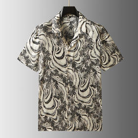 【戗驳领】【DDA】大依优型大码花衬衫短袖衬衫翻领衬衣商务休闲透气半袖夏季上衣男士