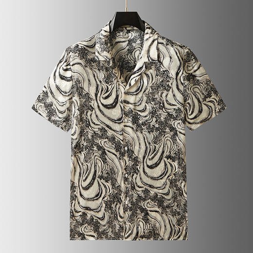 【戗驳领】【DDA】大依优型大码花衬衫短袖衬衫翻领衬衣商务休闲透气半袖夏季上衣男士 商品图0